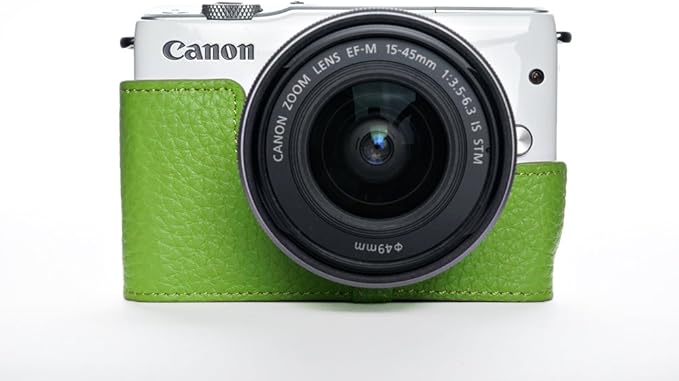 Amazon Canon キャノン Eos M10 用本革カメラケース 各種カラー カメラケース バッテリーケース付ストラップ グリーン カメラ用バッテリーグリップ バッテリーケース 通販