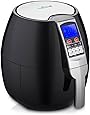 NutriChef Hot Air Fryer Oven - w/Digital Display, Electric Big 3.7 Qt Capacity Stainless Steel Kitchen Oilless Convection Power Multi Cooker w/Basket Pan - Use for Baking, Grill - PKAIRFR54 (Black)