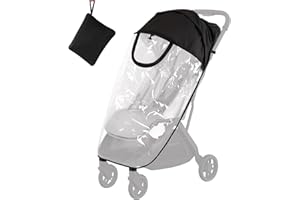 QUINTRIAE Rain Cover Fits for UPPAbaby Minu V3 Stroller, All-Season Windproof & Waterproof Protection from Rain, Snow & Dust, Crystal Clear EVA Panel & Built-in Storage Pocket Design