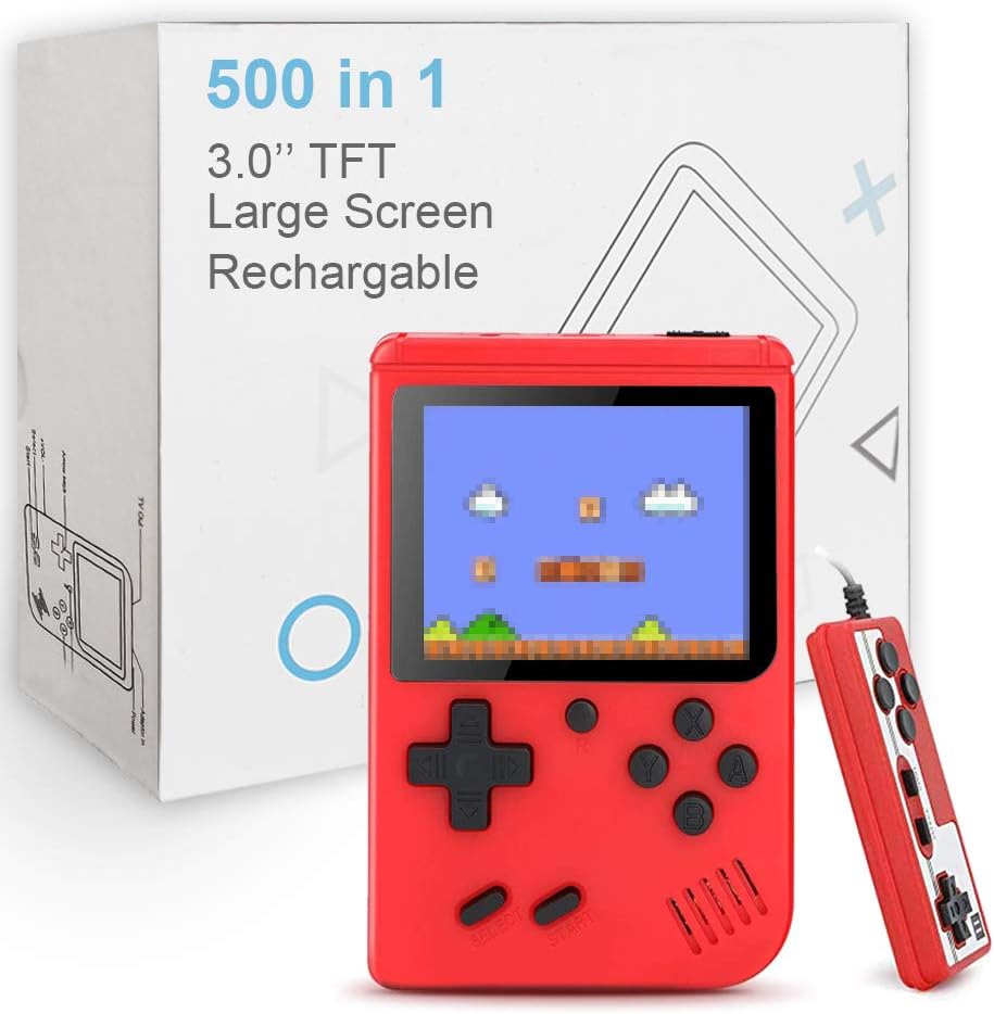TrophyRak Handheld Game Console, Retro Mini Game Console, 500 Classical FC Games, Built-in 800mAh Rechargeable Battery, Support for Connecting TV & 2 Players: Toys & Games