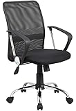 Anji Modern Furniture Mid-Back Swivel Mesh Seat Computer Lumbar Support Task Chair, Height Adjustable, 8075-BK
