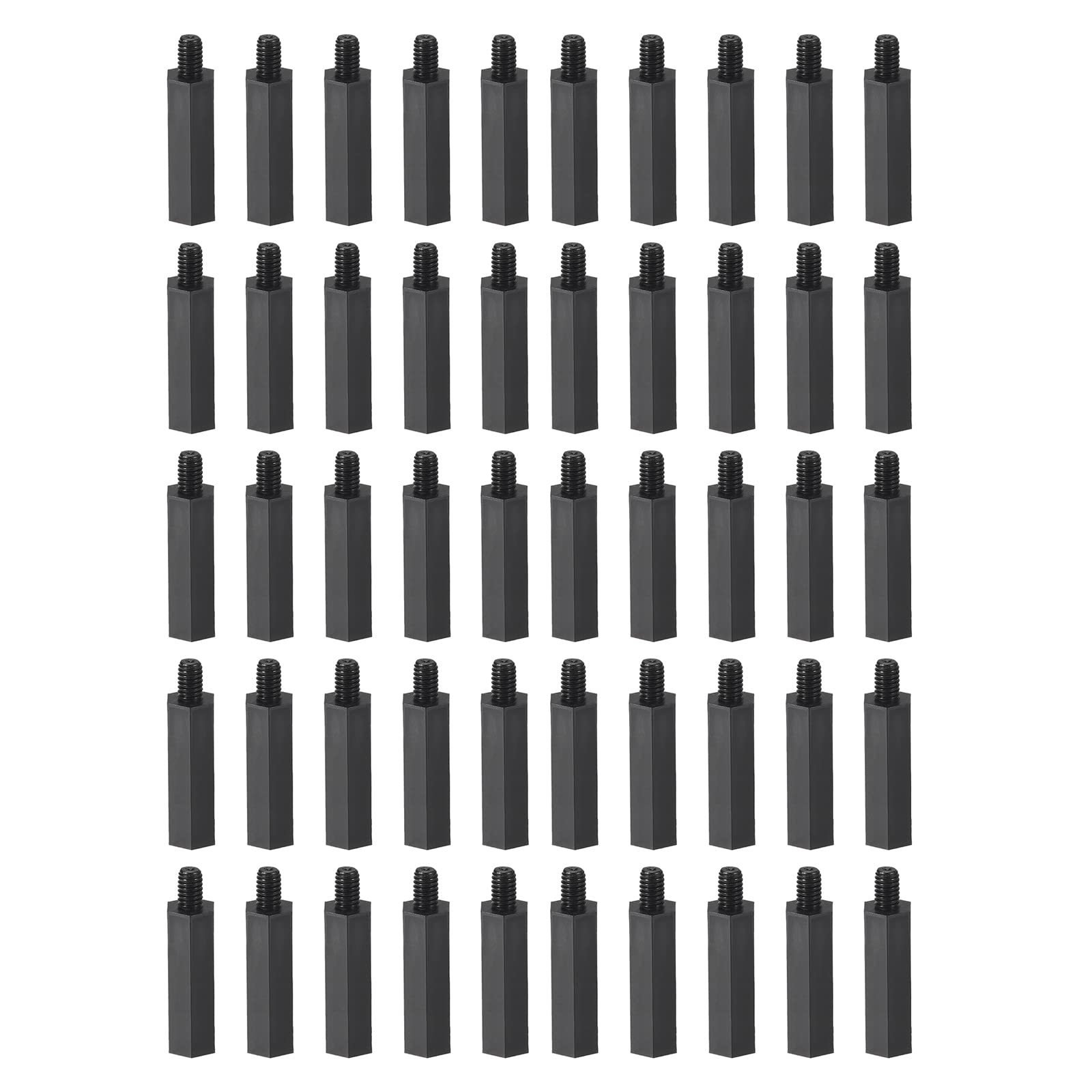 YOKIVE 50 Pcs M4 Standoff Screws, Nylon Hex PCB Standoffs with High Insulation Effect, Keep Height Consistent, Great for Motherboard (Black, 40mm+6mm)