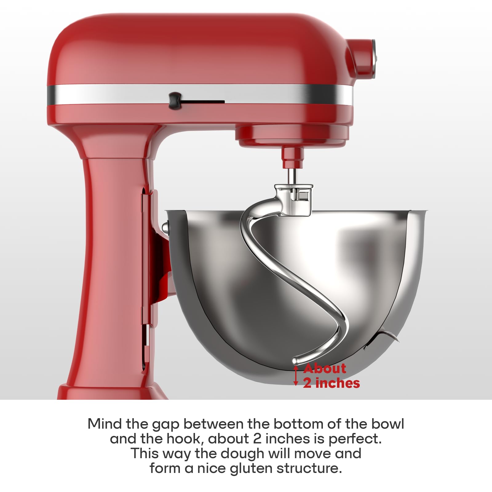 Stainless Steel Spiral Dough Hook for Kitchenaid 5Plus & 6QT Bowl-Lift Stand Mixers, Dough Hook for Kitchenaid Stand Mixer Dishwasher Safe, Efficient Kneading for Bread, Pizza, Pasta, Cookies
