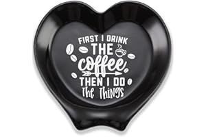 RENAISSANCEY Heart-shaped Ceramic Coffee Spoon Rest, Coffee Spoon Holder, Station Decor Coffee Bar Accessories, Coffee Table Decor, Funny Coffee Quote, Coffee Lovers Gift for Sisters Girlfriends Women, and Men