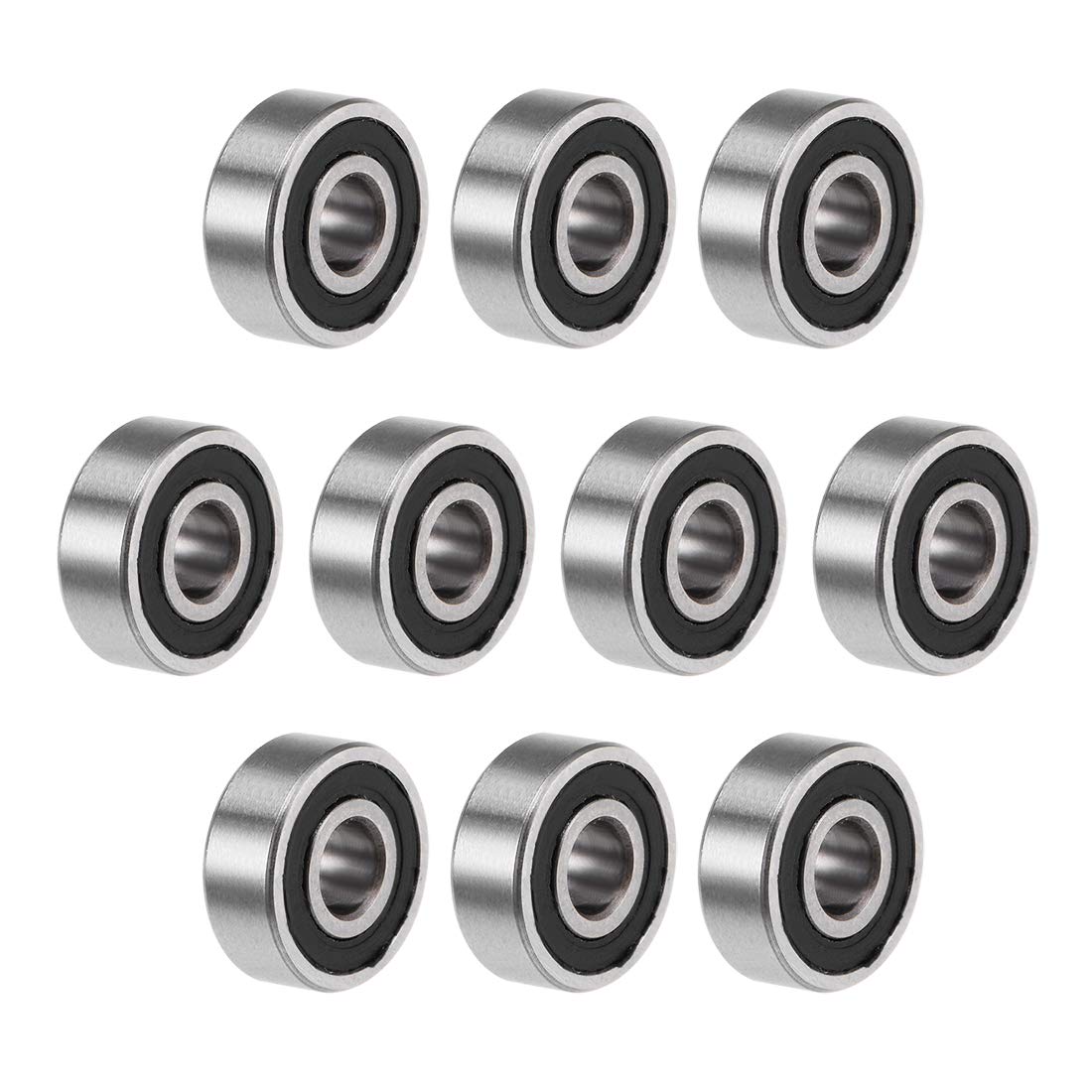 sourcing map MR83-2RS Deep Groove Ball Bearings 3mm Inner Dia 8mm OD 3mm Bore Double Sealed Chrome Steel Z2 10pcs