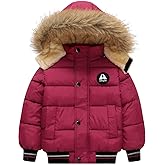 Achiyi Toddler Winter Thick Hooded Down Jacket Warm Snow Fleece Jackets Baby Boys Girls Outdoor Coat Outwear