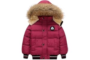 Achiyi Toddler Winter Thick Hooded Down Jacket Warm Snow Fleece Jackets Baby Boys Girls Outdoor Coat Outwear