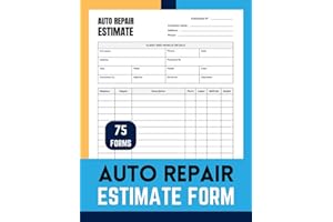 Auto Repair Estimate Form Book, Easy Form for Body Shop, 70 Forms on One Side.
