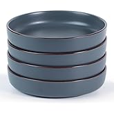 famiware Mercury Pasta Bowls Set of 4, 33 oz Large Salad Bowls, Ceramic Pasta Plates Bowls, Serving Bowls for Kitchen, Microwave & Dishwasher Safe, Charcoal
