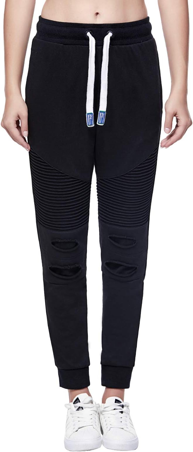 Extreme Pop Womens Slim Joggers Ripped Tracksuit Bottoms UK Brand