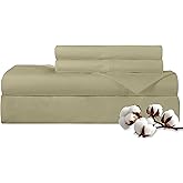 ROYALE LINENS 300 Thread Count 100% Long Staple Combed Cotton Sheet Set - 4 Piece Queen Bed Sheets - 1 Fitted, 1 Flat & 2 Pillow Cases - Soft Cool & Crisp Sheet Set (Queen, Sage Green)