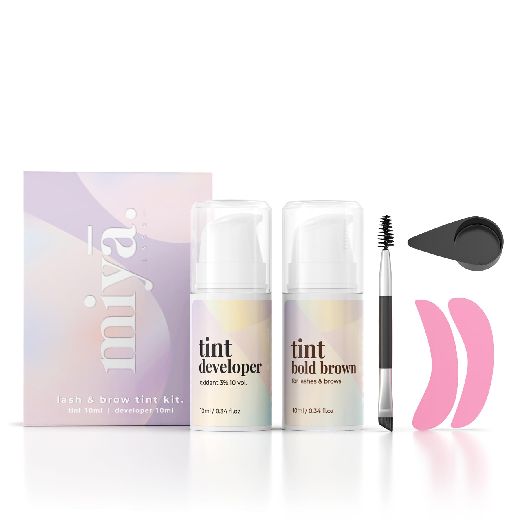 MIYA LASH Dark Brown Eyebrow Tint Kit | 2 in 1 Lash & Eye Brow Tint Set | Brow Dye Dark Brown Colour | Lash Tint | Eyebrow Dye Kit w/Tools, Developer | Lasts 8 weeks