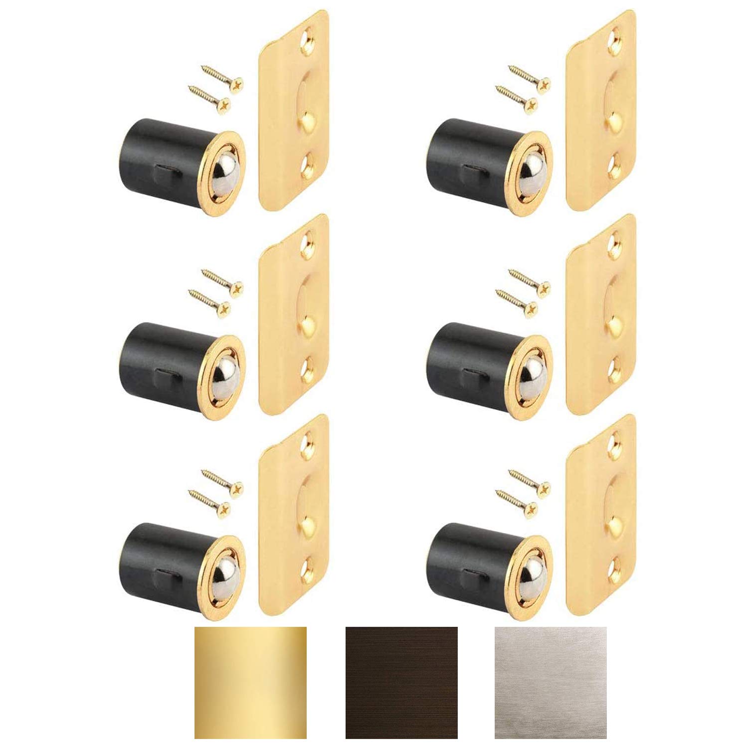 Photo 1 of (6 Pack) Brass Plated Closet Door Drive-in Ball Catch with Strike Plate Premium Quality