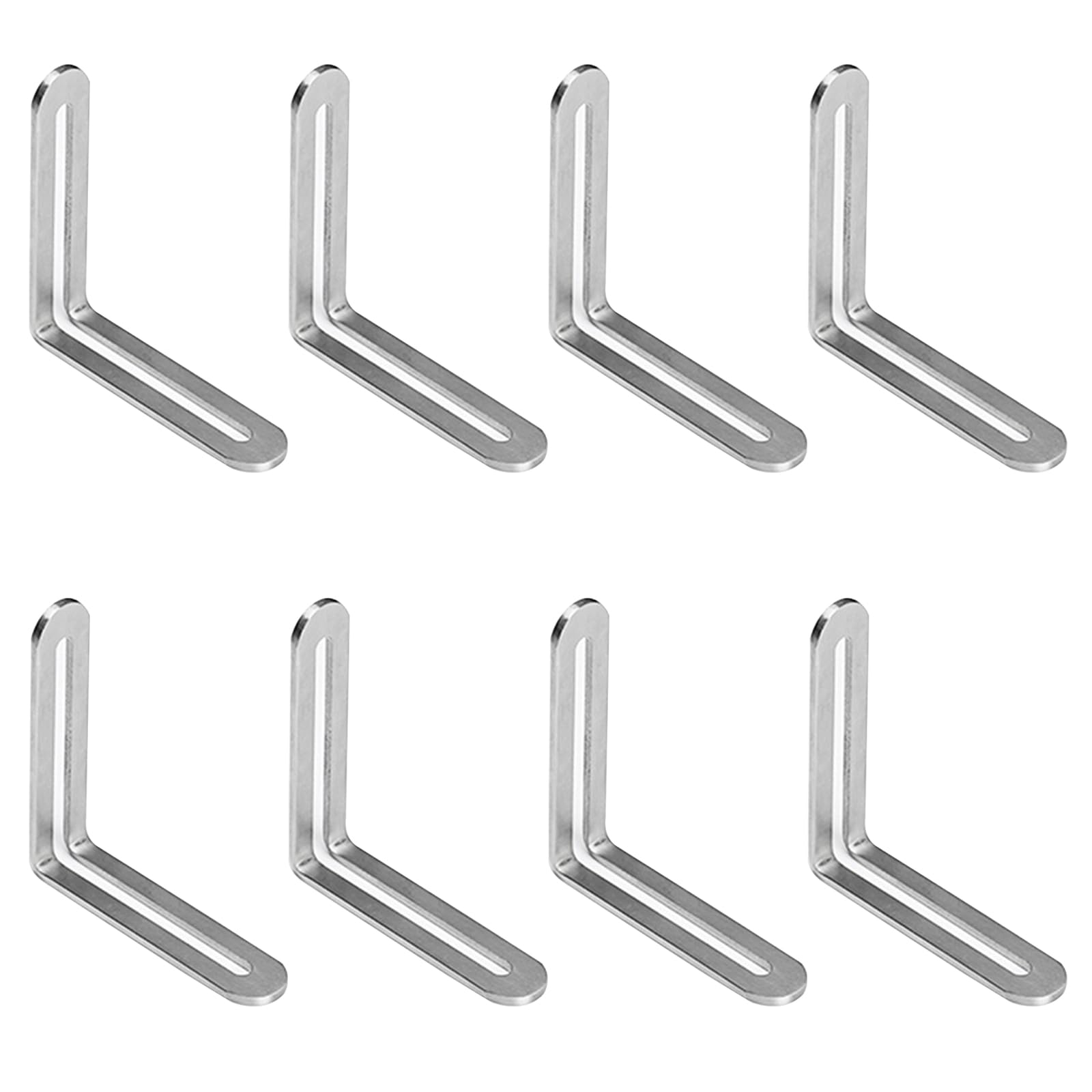 8 Pcs Corner Brackets, Stainless Steel L Brackets Adjustable Angle Corner Brace Wood Connectors for Furniture, 80mmx80mm