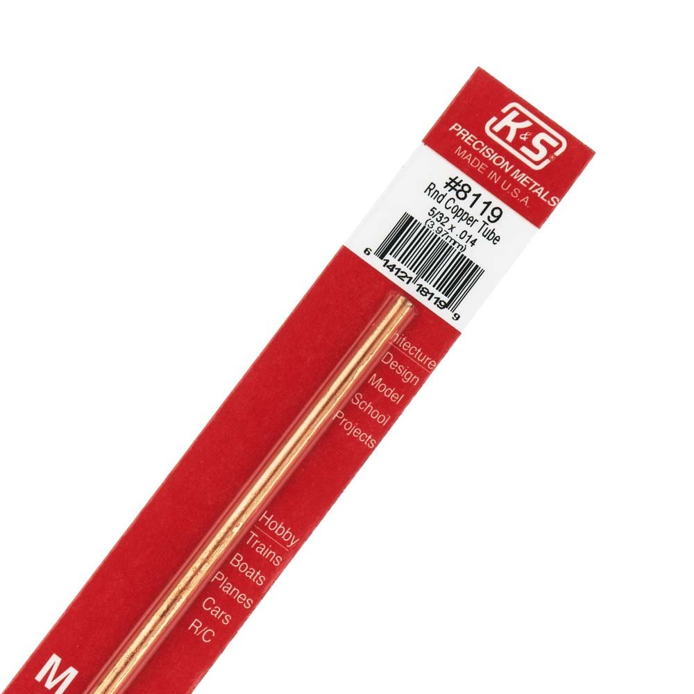 K&S Copper Tube 3.99 x 305mm (5/32 x 12")