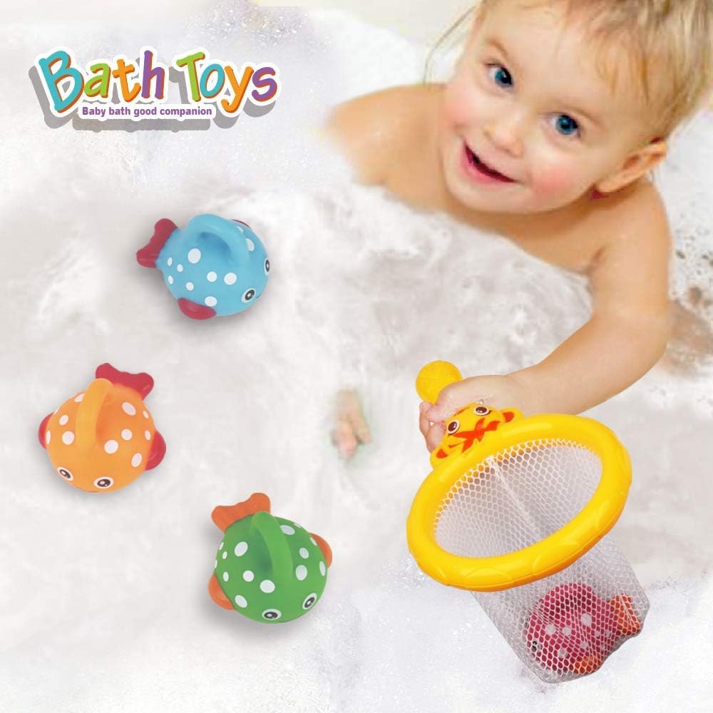 Dwi Dowellin Bath Toys Mold Free Fishing Games Swimming Whales BPA Free Water Table Pool Bath Time Bathtub Tub Toy for Toddlers Baby Kids Infant Girls Boys Age 1 2 3 4 5 6 Years Old Bathroom Fish Set: Toys & Games