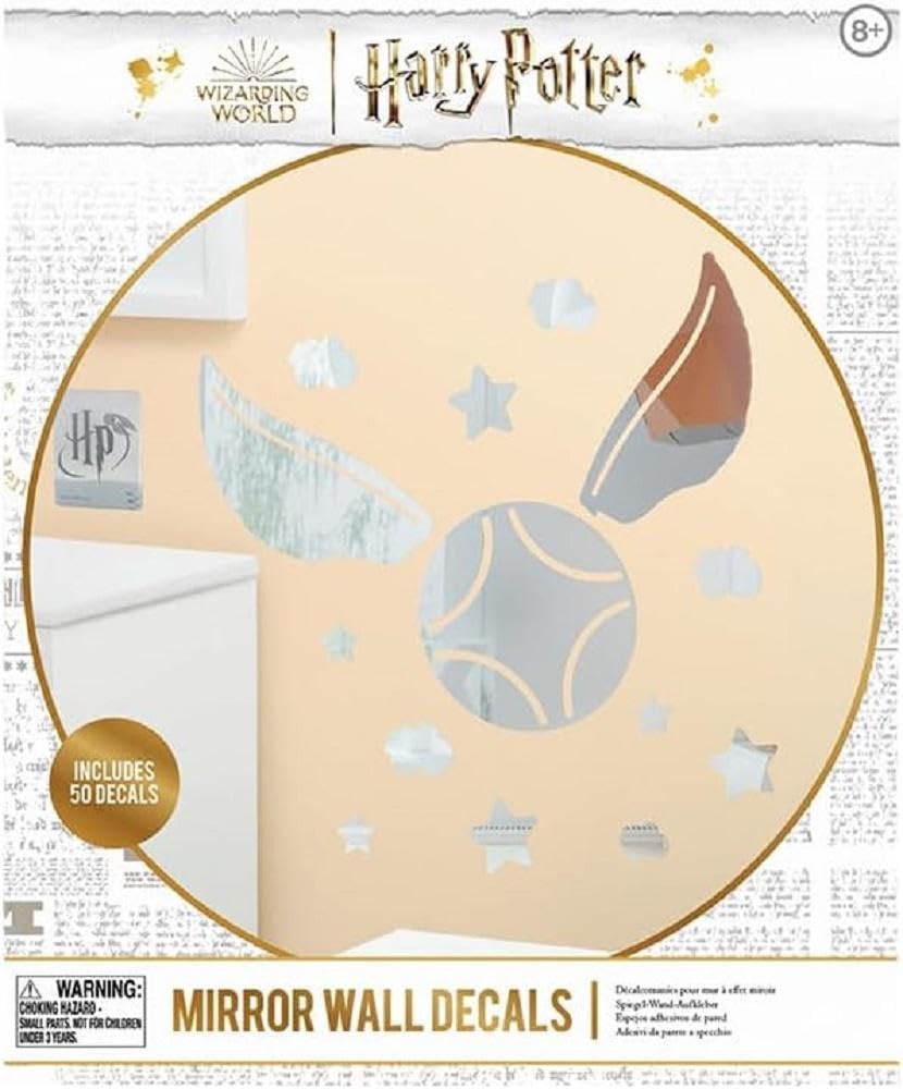 Paladone Harry Potter Golden Snitch Mirrored Wall Decals - Officially Licensed Merchandise for Boys and Girls, Bedroom Stickers Decor for All Ages, Silver Vinyl's for Potter Movie and Book Fans