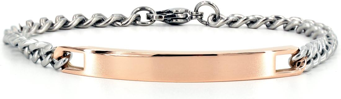 Vicney Jewellery Men's Women's Couple Bracelets Stainless Steel Bracelet for Lover Custom Engrave (Female Rose Gold)