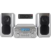 Magnavox MM435M2-SL 3-Piece Compact CD Shelf System with Digital FM Stereo Radio, Bluetooth Wireless Technology, and Remote Control in Silver | LCD Display | AUX Port Compatible | 2024 Version |