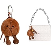 XIXIAOYAN Coffee Bean Plush Keychain Adorable Smiling Face bag charm with Soft Stuffed Design Purse Keychain for Women