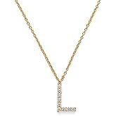 Takar 14K Gold Plated Initial Necklace, Dainty Cubic Zirconia Vermeil Sterling Silver Letter Pendant, Personalized Alphabet Charm, Initial Letter Pendant for Women & Men Available in 16" & 18" Chain