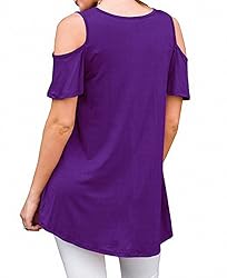 Afibi Women's Casual Short Sleeve Cold Shoulder