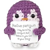 Mini Funny Knitted Penguin Toy Cute Animals Potato Doll with Encouragement Card Gift for Kids Girls Boys Women Friends Birthday Party Decoration