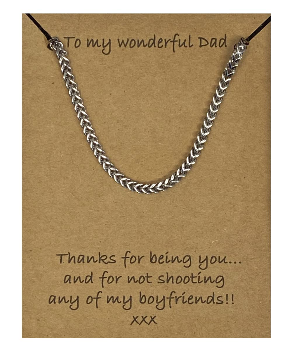 Gift for Dad from Daughter Stainless Steel Chain with funny message and Gift box