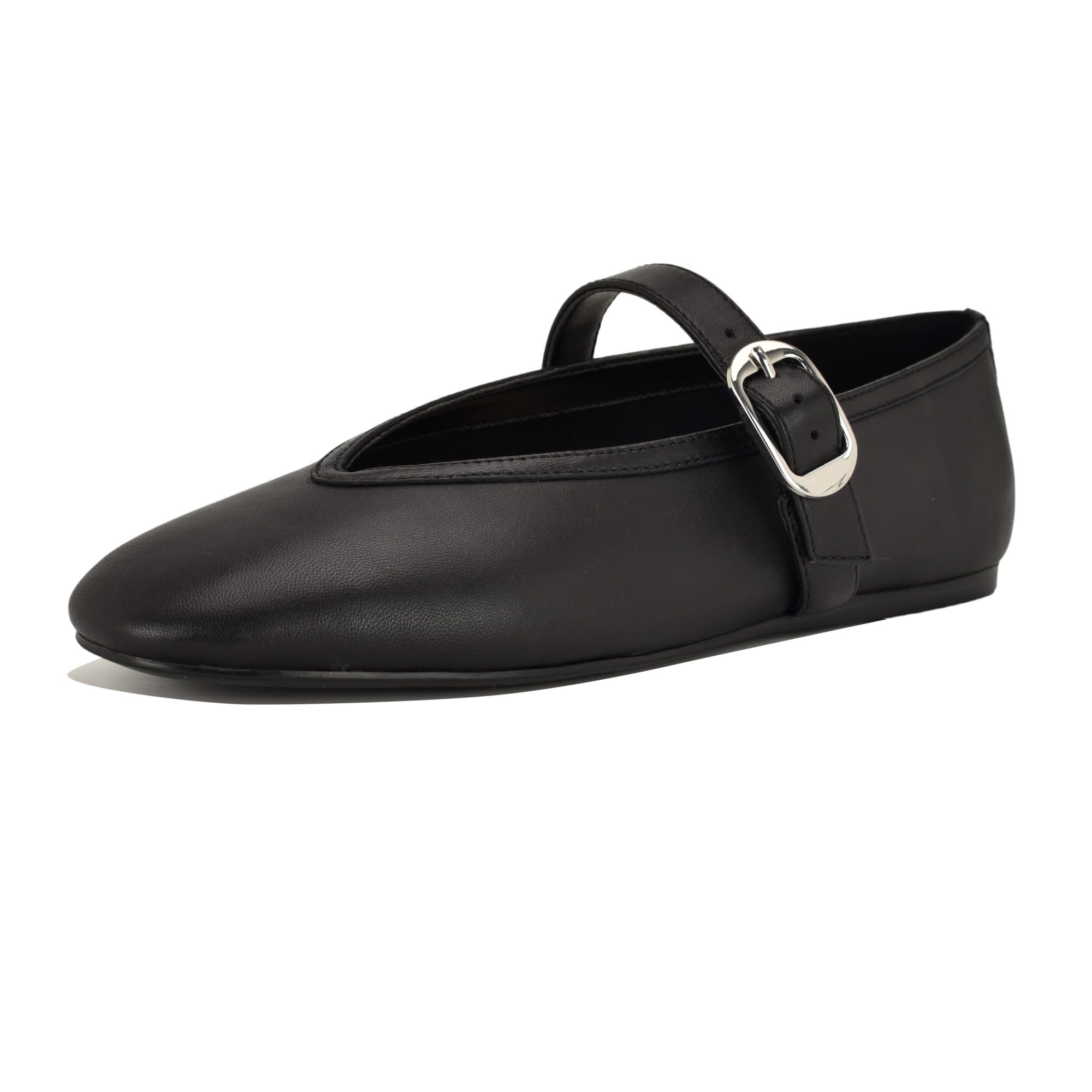 Nine West Women’s Vancee Flat, Black Leather 001, 11