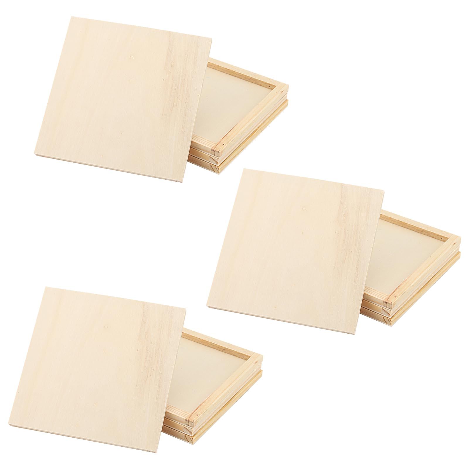 MANCHAP 12 Pack 15 x 15 x 1cm Wood Canvas Panels, 6 Inch Square Wooden Canvas Board, Unfinished Cradled Wood Panels for Painting, Drawing Art Crafts