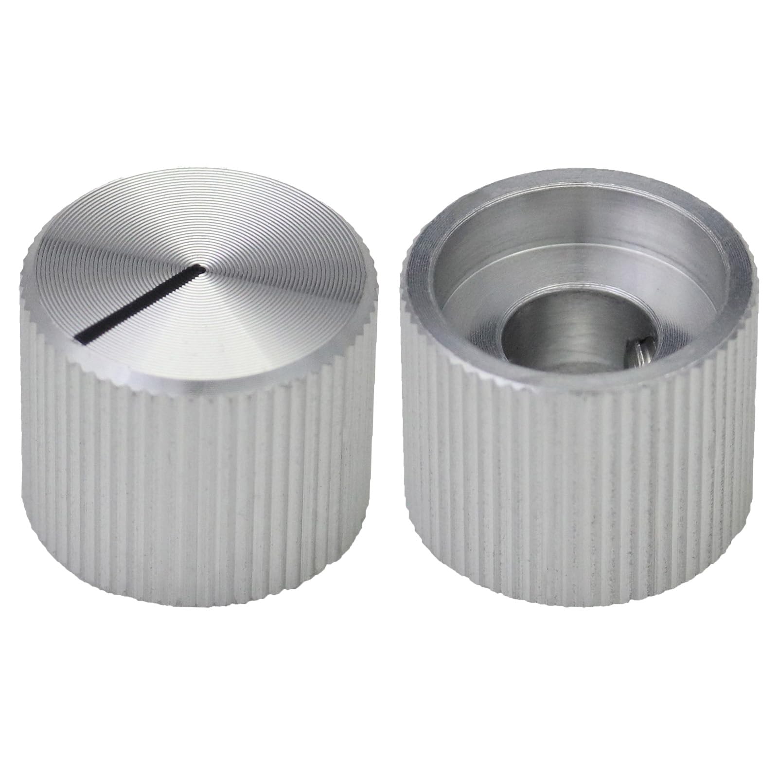 6.4mm Round Hole Short Solid Metal Amplifier Control Knob For HiFi Volume, Guitar Tone Pack of 2 (Silver)