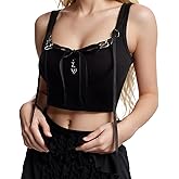 Allpunkall Goth Crop Tank Top for Women Y2k Harajuku Summer Rave Punk Going Out