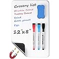 MaxGear Small Magnetic Dry Erase Board Sheet for Refrigerator, Fridge Whiteboard for Kitchen, 12" x 8" White Board Organizer and Planner with Stain Resistant Technology, Include 1 Eraser, 3 Markers