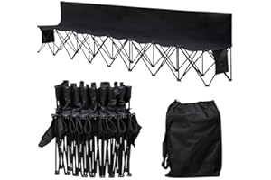 Yaheetech 8 Seats Foldable Sideline Bench for Sports Team Portable Camping Folding Bench Chairs with Carry Bag, Black