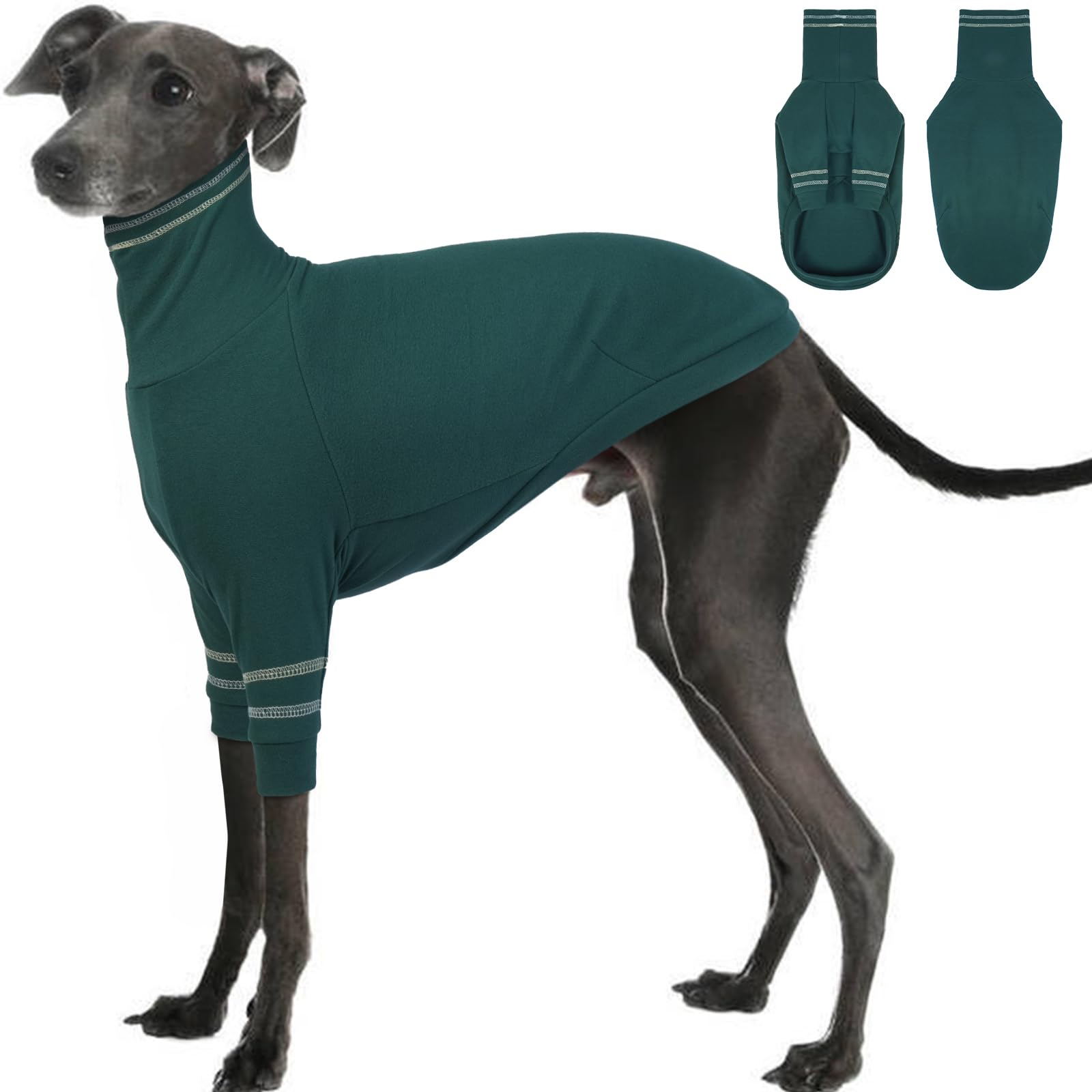 OUOBOB Greyhound Dog Sweater, Italian Greyhound Coat for Medium Dogs, Whippet Pullover Turtleneck Stretchy Knit Sweatshirt, Thermal Clothes Pajamas Sighthounds Jumpsuit for Cold Weather