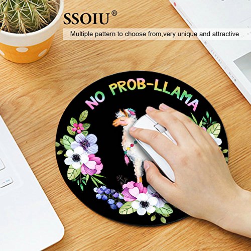 No Prob-Lama Mousepad, Llama Mouse Pad, Funny Mousepad, Lama Animal Lovers Llama In Flowers