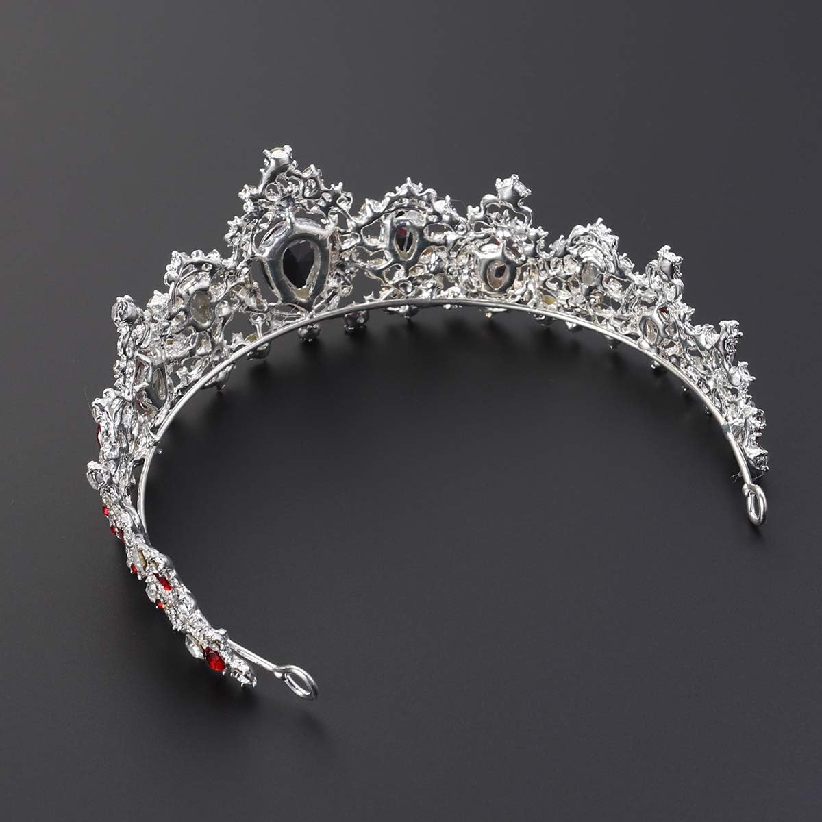 Frcolor Red Crystal Crown Wedding Bridal Tiara Queen Princess Headpieces Rhinestone Headbands for Birthday Party - Image 4