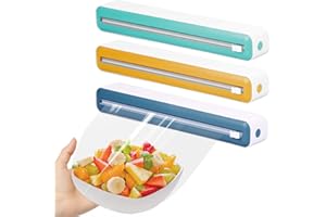FIZOCOSISTO 3Pcs Plastic Wrap Dispenser with Slide Cutter Fits 14Inch Wide,Practical Food Wrap Dispenser, Refillable Cling Film Dispenser,Tin Foil,Wax Pape,Safe Food Plastic Wrap Dispenser for Home