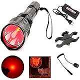 LED Hunting Flashlight, HS-802 250 Yards Cree Coyote Hog Red Light Flashlight with Remote Tactical Pressure Switch+ Barrel Mo