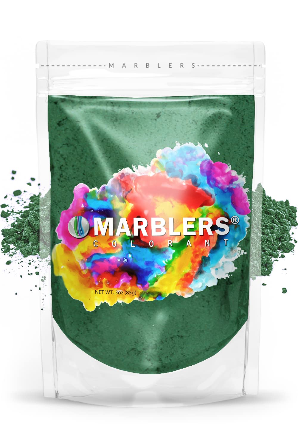 MARBLERS Green Mica Powder [Pine Green] 3oz (85g) | Cosmetic Grade | Epoxy Resin Pigment | Dye | Non-Toxic, Vegan, Cruelty-Free | Lip Gloss, Nails, Body Butter | Bath Bomb, Candle & Soap Making