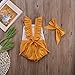 Baby Girls Lovely Ruffle Lace Collar Bodysuit with Headband (9M, Yellow)