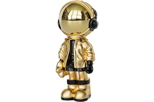 EZ4ENCE Small Figurine Statue Astronaut Sculpture Decor,Sculpture for Home Decor,Arts Gold Shelf Decoration,Cool Metal Mask Table Decor,Mini Ornament