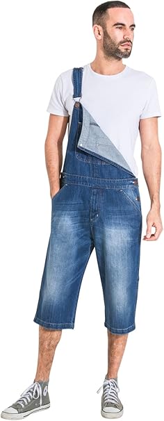 men's denim bib overall shorts
