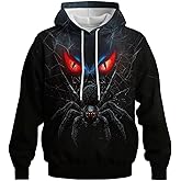 QTAGTESS Novelty Long Sleeve Hoodie Funny Fashion Spider Print Sweatshirts