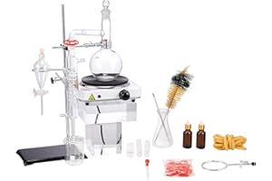 Uargd 500ml Essential Oil Distillation Kit, Glassware Set with 1000W Heating Plate, 24/40 Joint, and 33 Pieces for Laboratory