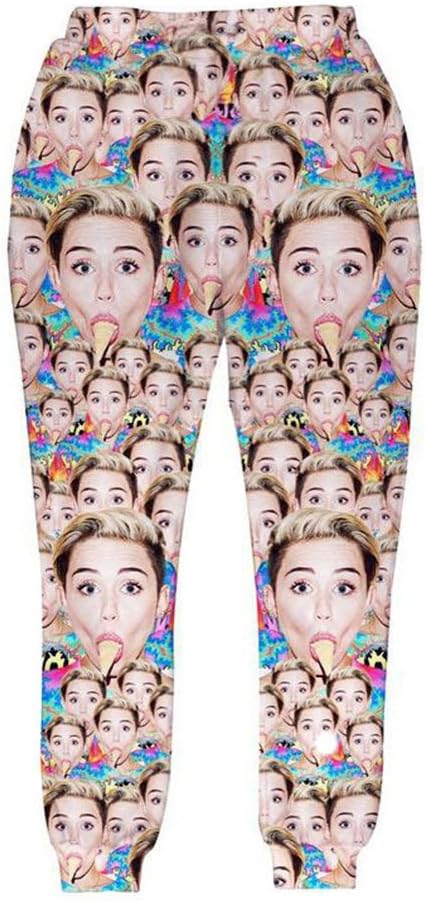 Funny Miley Cyrus joggers Sweatpants Jogging 3d Men Women Hip Hop Trousers (S)