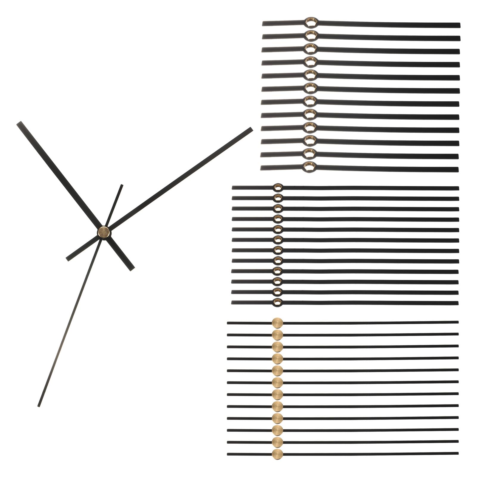 PATIKIL Replacement Clock Hands Kit, 12 Set, Black Aluminum, Silent, Wall Clock Hands