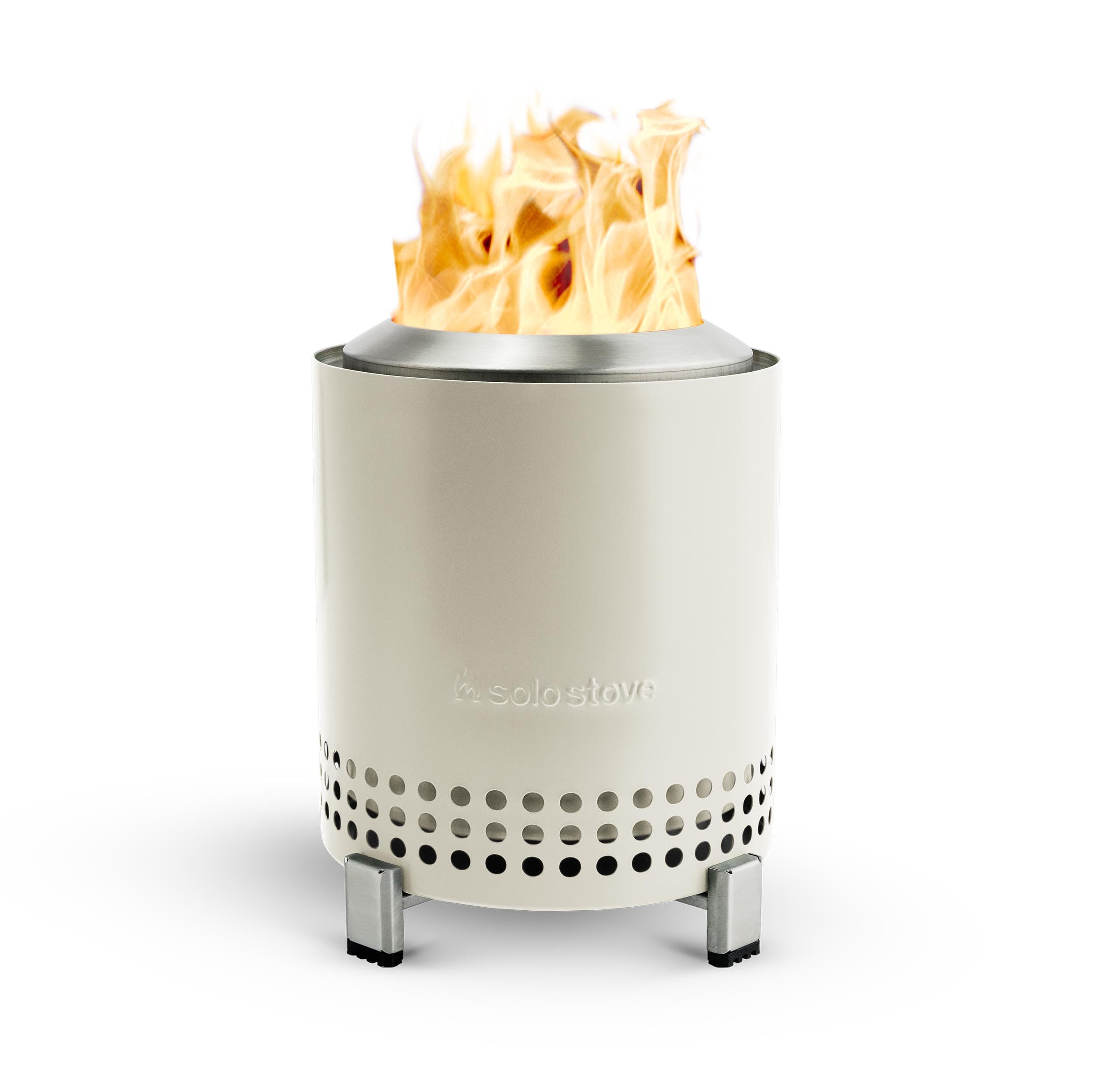 Solo Stove Mesa Tabletop Fire Pit with Stand | Low Smoke Outdoor Mini Fire for Urban & Suburbs | Fueled by Pellets or Wood, Safe Burning, Stainless Steel, With Travel Bag, 17,5 x 13 cm, 635 g, Bone
