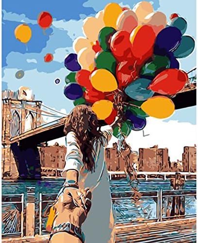 TOCARE Paint by Numbers for Adults Acrylic Oil Painting by Numbers Kit On Canvas, 16x20inch Romantic Balloon Lovers
