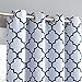 HLC.ME Lattice Print Thermal Insulated Blackout Room Darkening Window Curtains for Bedroom - Platinum White & Navy Blue - 52